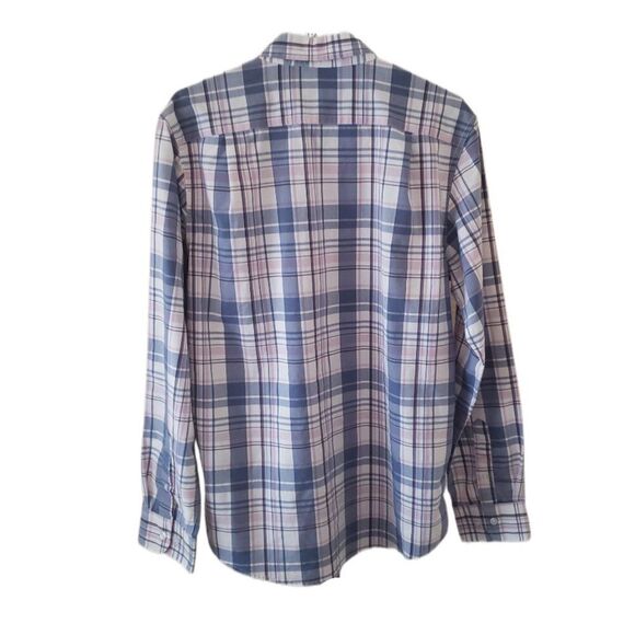 George Men's Classic Fit Checker Button Down Long Sleeve Shirt with Pocket - Picture 2 of 3